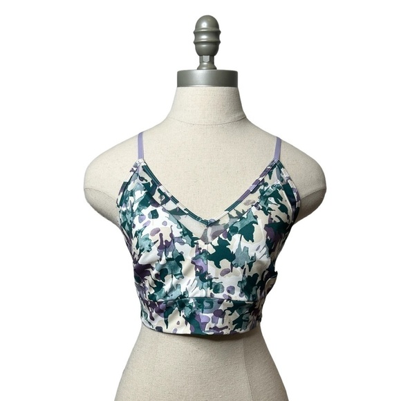 Joylab Women's Purple Green Printed Mesh Trim Light Support Sports Bra Size XL - Picture 2 of 10